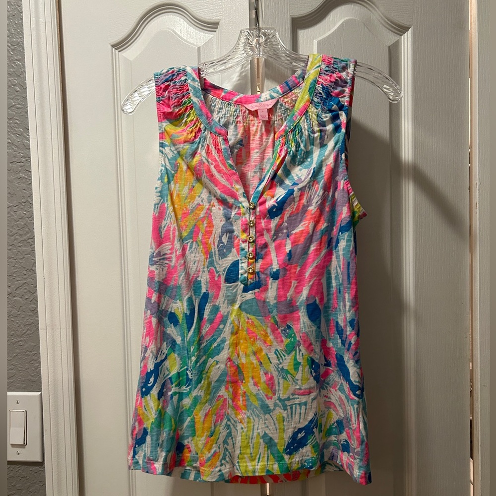 Lilly Pulitzer Vibrant Essie Tank Top in Sparkling Sands Size Small